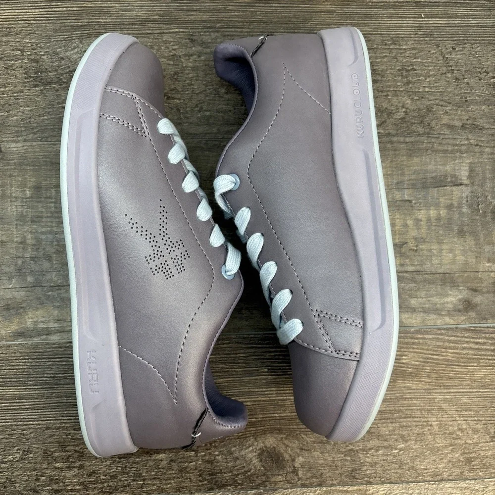 KURU Roam Women's 7.5 Classic Court Leather Sneaker Lilac Shimmer/Blue‎ Fog
